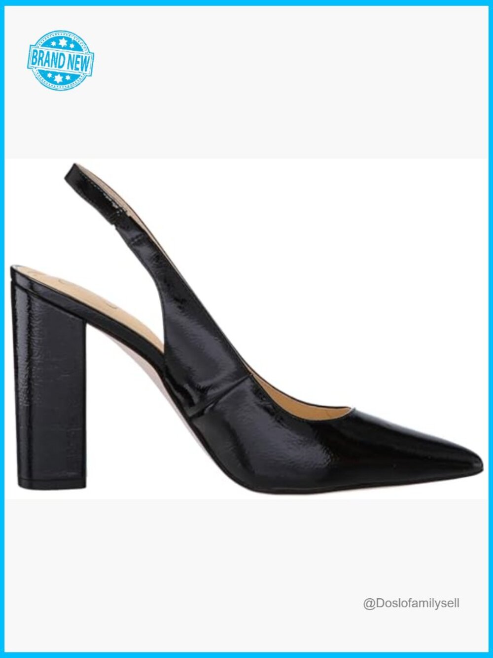 Pointed Toe Block Heel Pump Classic Day to Night Elastic Slingback - Picture 6 of 7